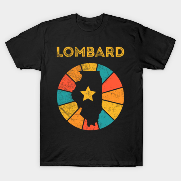 Lombard Illinois T-Shirt Vintage City Retro Souvenir US State Silhouette Lover Gift With Star